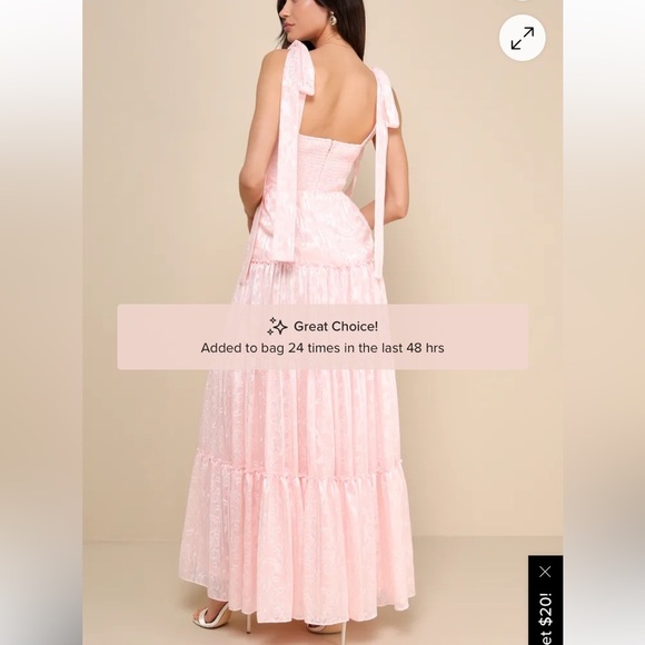 LULUS WOMENS PICTURESQUE ALLURE BLUSH PINK JACQUARD TIE STRAP MAXI DRESS XS - Picture 10 of 11